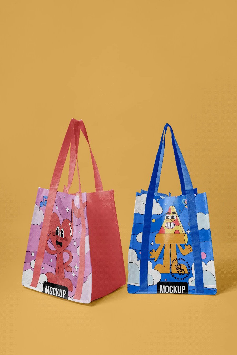 品牌环保塑料手提袋编织袋购物袋vi多角度展示智能样机PSD素材【028】